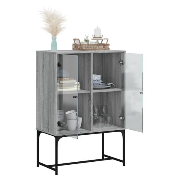 vidaXL Sivukaappi lasiovilla harmaa Sonoma 69x37x100 cm
