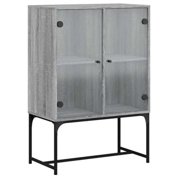 vidaXL Sivukaappi lasiovilla harmaa Sonoma 69x37x100 cm