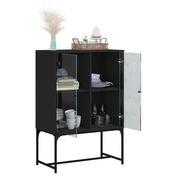 vidaXL skab med glaslåger 69x37x100 cm sort