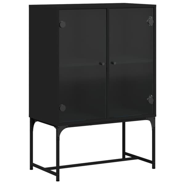 vidaXL skab med glaslåger 69x37x100 cm sort