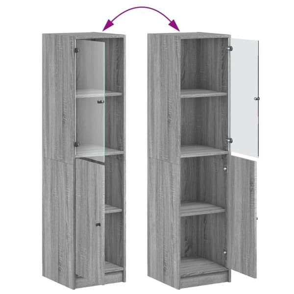 vidaXL Highboard med glassdører grå sonoma 35x37x142 cm