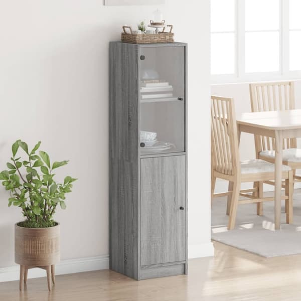 vidaXL Highboard med glassdører grå sonoma 35x37x142 cm