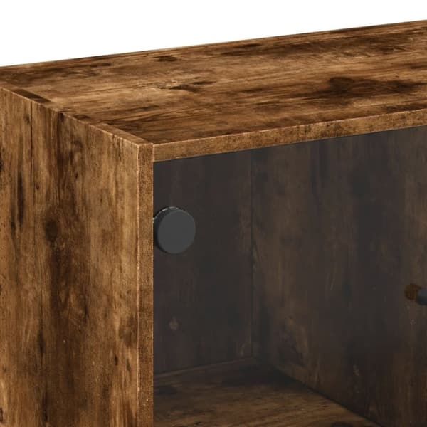 vidaXL Sidoskåp med glasdörrar rökfärgad ek 68x37x75,5 cm