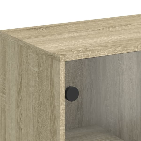 vidaXL Sideskap med glassdører sonoma eik 69x37x100 cm