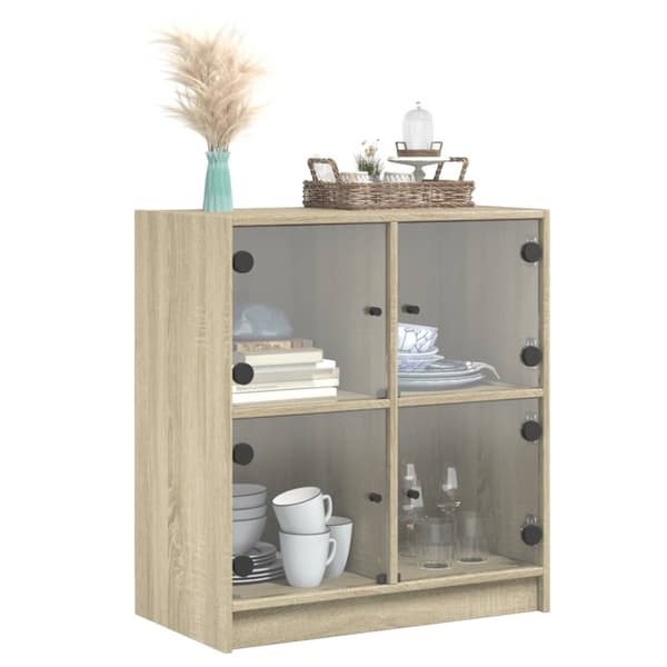 vidaXL skab med glaslåger 68x37x75,5 cm sonoma-eg