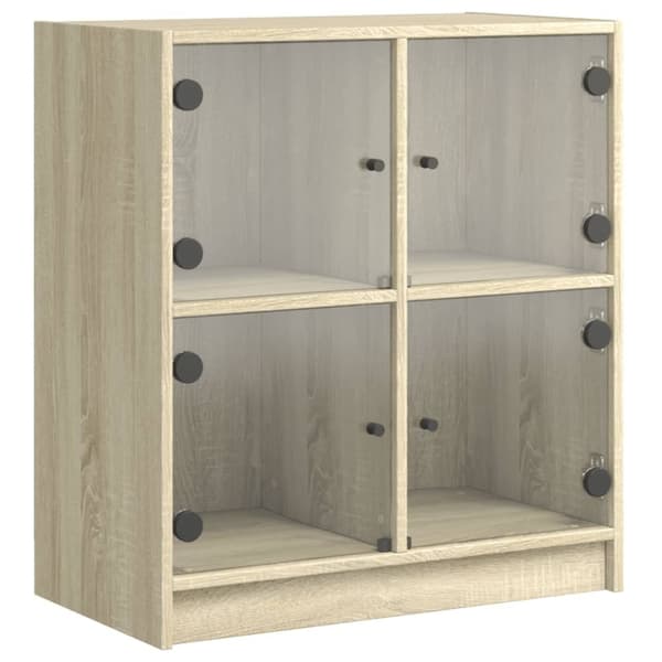 vidaXL skab med glaslåger 68x37x75,5 cm sonoma-eg