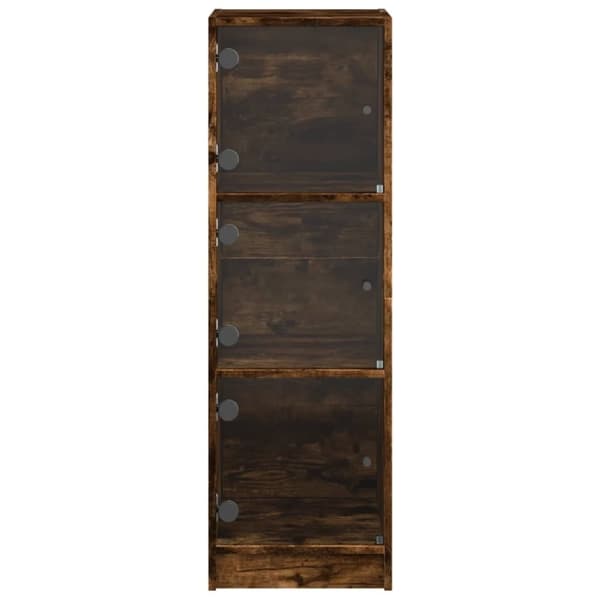 vidaXL Högskåp med glasdörrar rökfärgad ek 35x37x109 cm