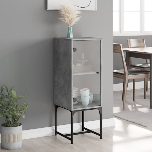 vidaXL skab med glaslåge 35x37x100 cm betongrå