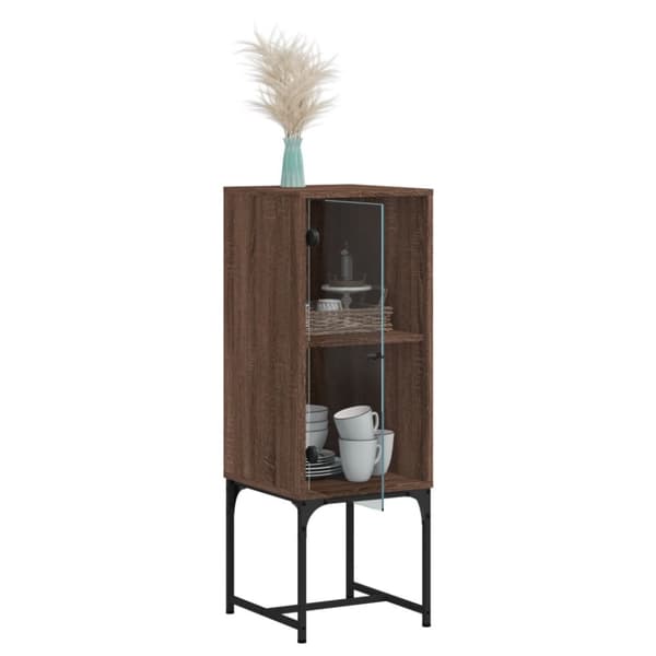vidaXL skab med glaslåge 35x37x100 cm brun egetræsfarve