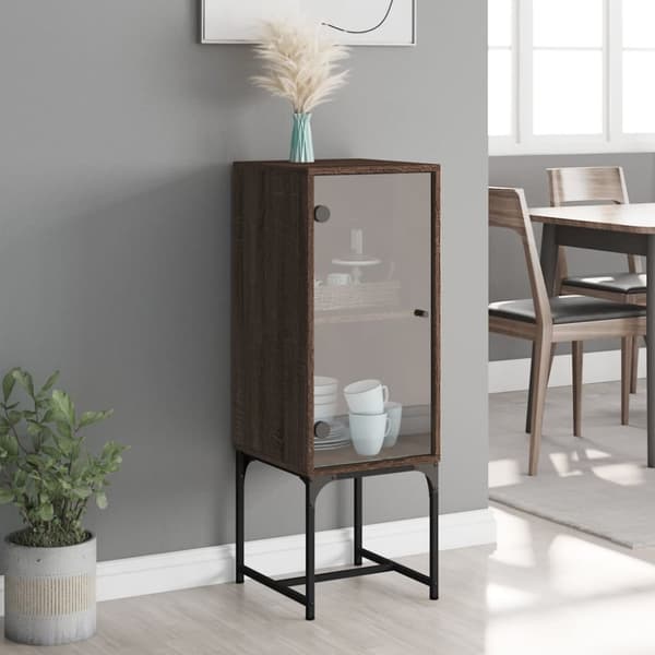 vidaXL skab med glaslåge 35x37x100 cm brun egetræsfarve