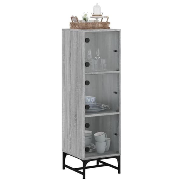 vidaXL skab med glaslåger 35x37x120 cm grå sonoma-eg