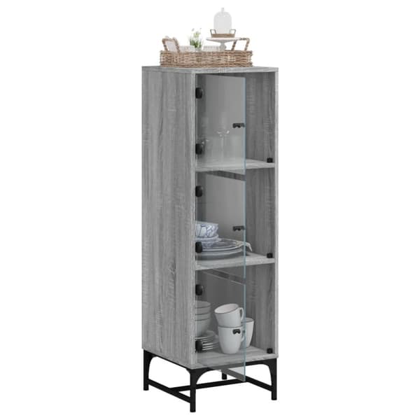 vidaXL skab med glaslåger 35x37x120 cm grå sonoma-eg