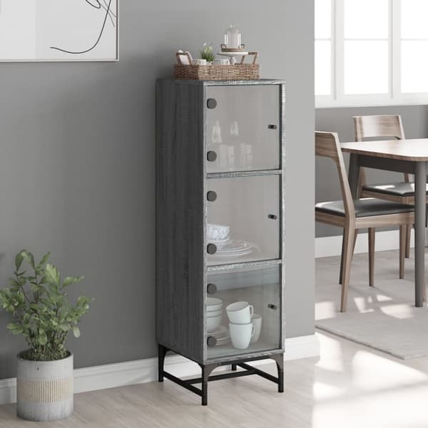 vidaXL skab med glaslåger 35x37x120 cm grå sonoma-eg