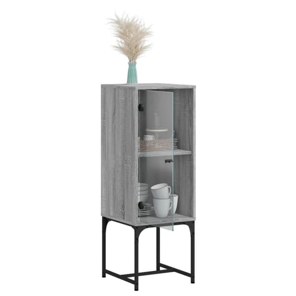 vidaXL skab med glaslåge 35x37x100 cm grå sonoma-eg