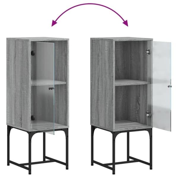 vidaXL skab med glaslåge 35x37x100 cm grå sonoma-eg