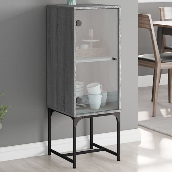vidaXL skab med glaslåge 35x37x100 cm grå sonoma-eg