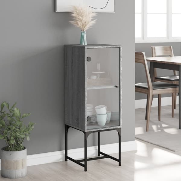 vidaXL skab med glaslåge 35x37x100 cm grå sonoma-eg