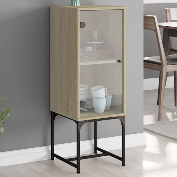 vidaXL skab med glaslåge 35x37x100 cm sonoma-eg
