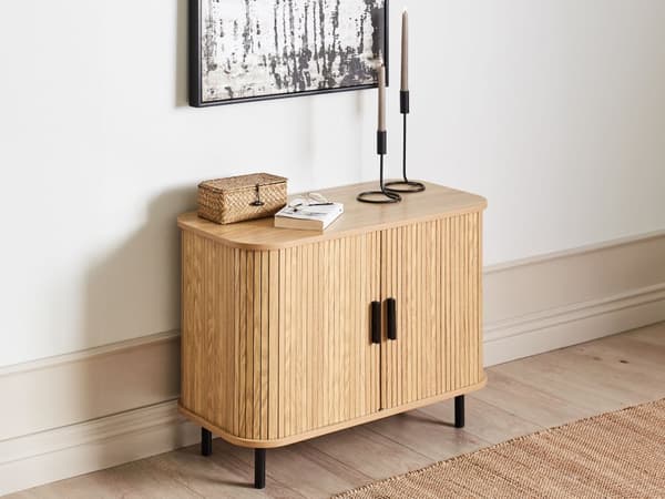 Senkki vaalea puu 80 x 40 cm MDF-levy rautajalat liukuovet retro