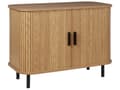 Pikkukuva 1 / 10: Senkki vaalea puu 80 x 40 cm MDF-levy rautajalat liukuovet retro