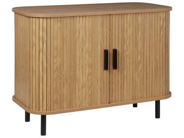 Skjenk Lyst treverk Svarte ben MDF Metall Retro Skyveskap Stue
