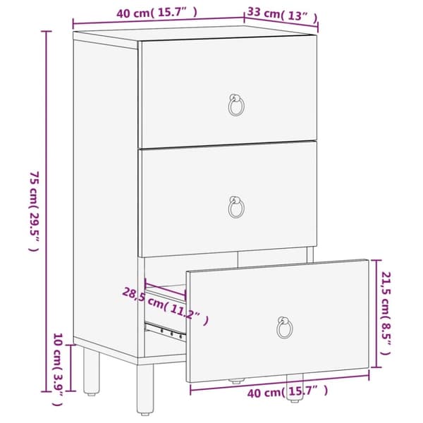 vidaXL skab 40x33x75 cm massivt mangotræ