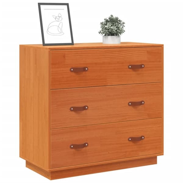 vidaXL skænk 80x40x75 cm massivt fyrretræ gyldenbrun