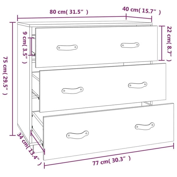vidaXL skænk 80x40x75 cm massivt fyrretræ gyldenbrun