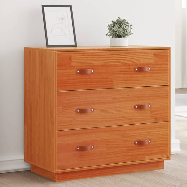 vidaXL skænk 80x40x75 cm massivt fyrretræ gyldenbrun