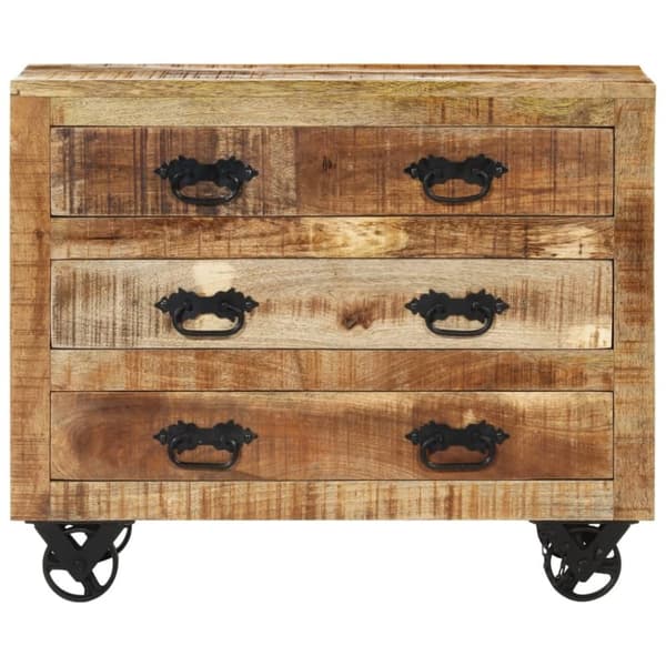 vidaXL Skänk med 3 lådor 80x30x65 cm massivt grovt mangoträ