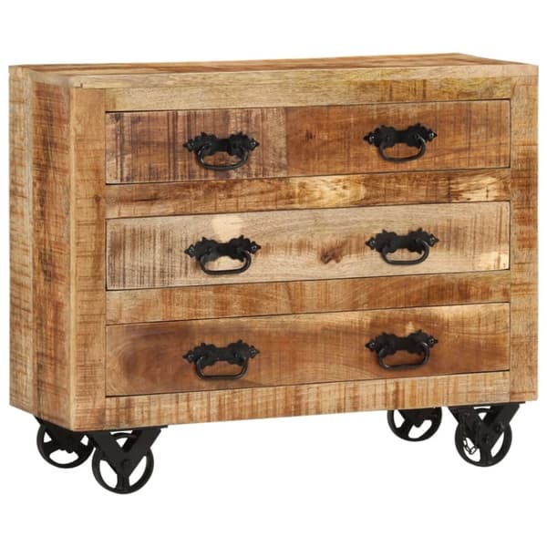 vidaXL Skänk med 3 lådor 80x30x65 cm massivt grovt mangoträ