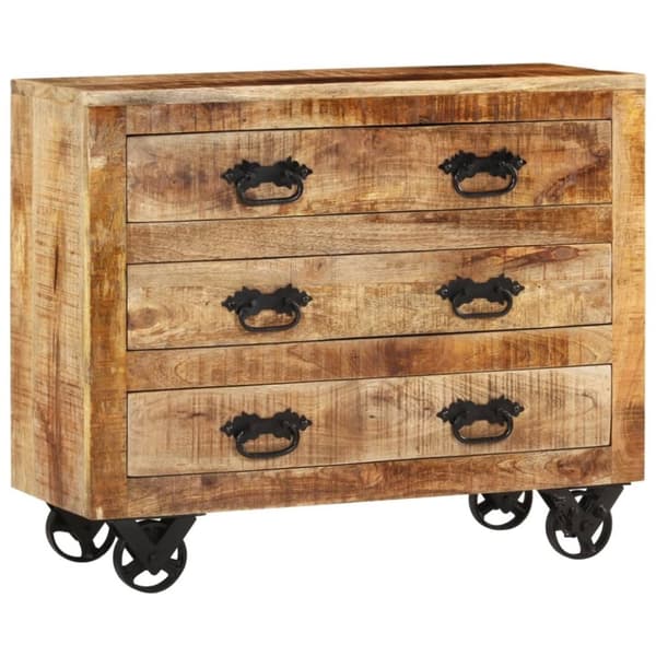 vidaXL Skänk med 3 lådor 80x30x65 cm massivt grovt mangoträ