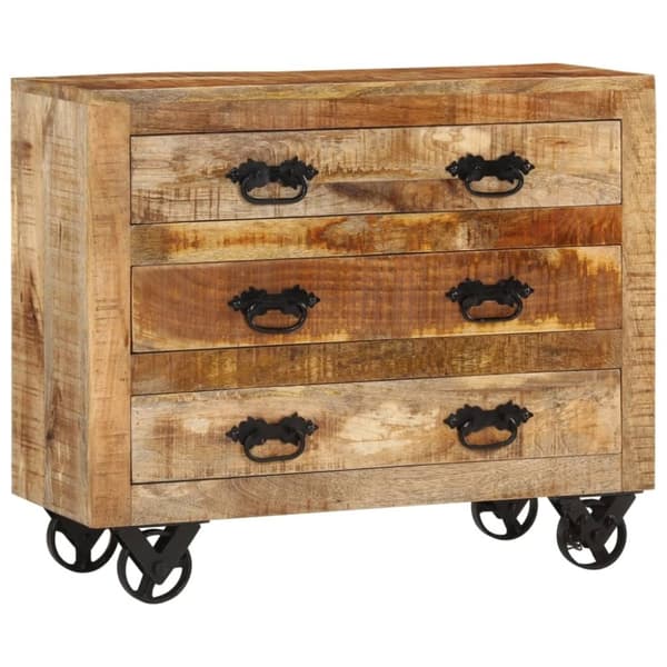 vidaXL Skänk med 3 lådor 80x30x65 cm massivt grovt mangoträ