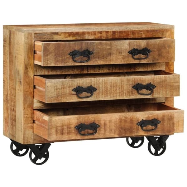 vidaXL Skänk med 3 lådor 80x30x65 cm massivt grovt mangoträ