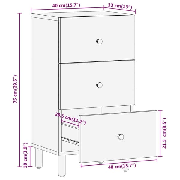 vidaXL skab 40x33x75 cm massivt mangotræ