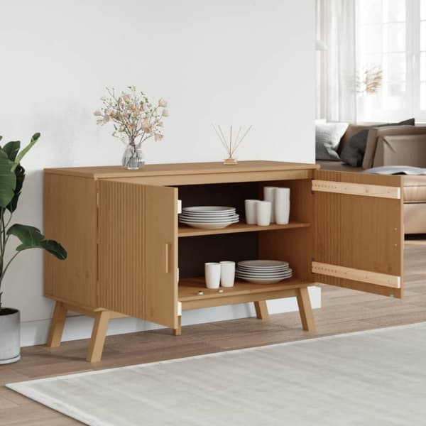 vidaXL Skjenk OLDEN brun 114x43x73,5cm heltre furu
