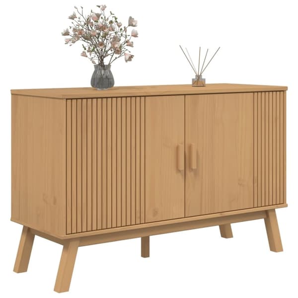 vidaXL Skjenk OLDEN brun 114x43x73,5cm heltre furu