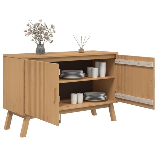 vidaXL Skjenk OLDEN brun 114x43x73,5cm heltre furu