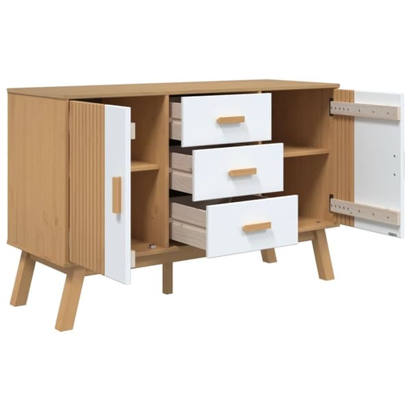 vidaXL Senkki OLDEN valkoinen ja ruskea 114x43x73,5 cm täysi mänty