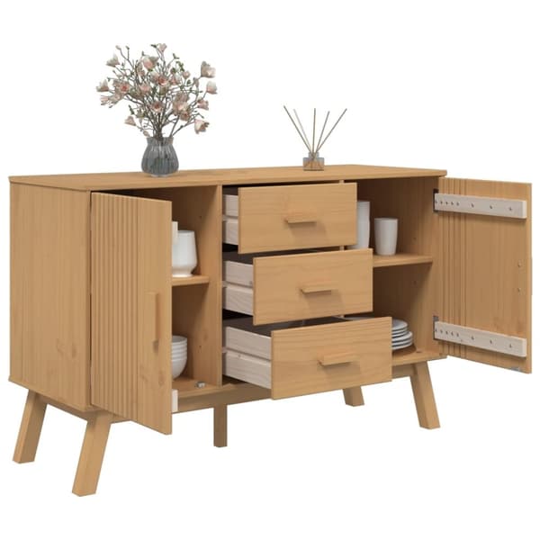 vidaXL Skänk OLDEN brun 114x43x73,5 cm massiv furu