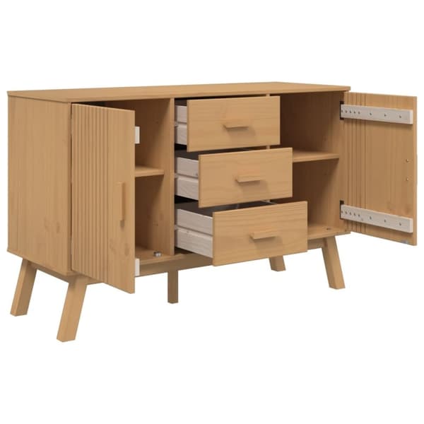 vidaXL Skänk OLDEN brun 114x43x73,5 cm massiv furu