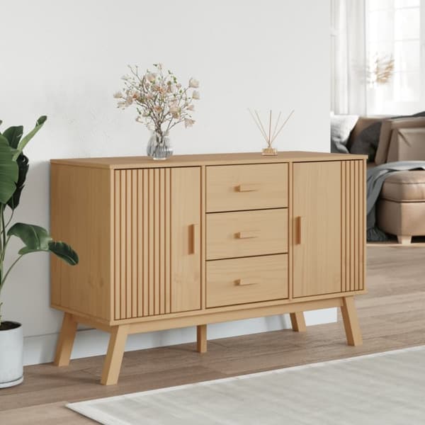 vidaXL Skänk OLDEN brun 114x43x73,5 cm massiv furu