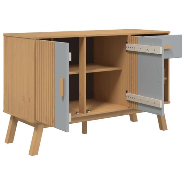 vidaXL Skjenk OLDEN grå og brun 114x43x73,5 cm heltre furu