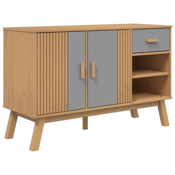 vidaXL Skjenk OLDEN grå og brun 114x43x73,5 cm heltre furu