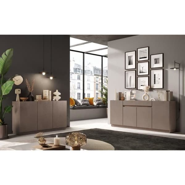 FIRENZE hög skänk - Brons och Mercury Oak - 3 dörrar - Modern/designstil