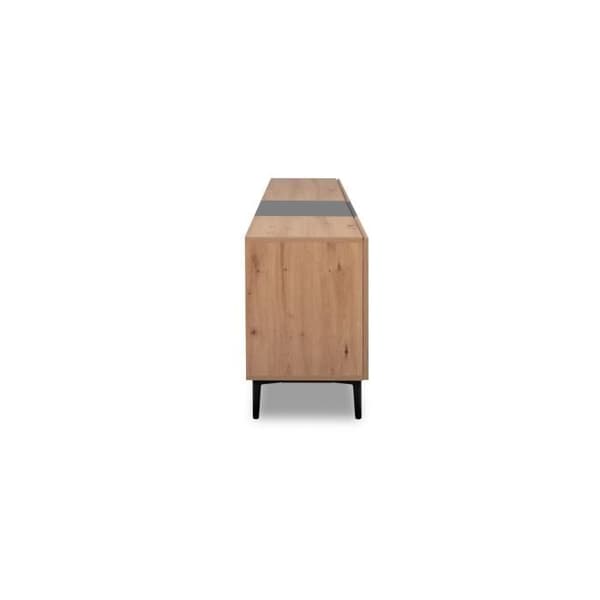 NOLA låg skänk / TV-enhet - Ek och svart dekor - 4 dörrar - L 200 x D 42 x H 65 cm