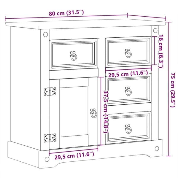 vidaXL Skjenk Corona 87x40x76 cm heltre furu