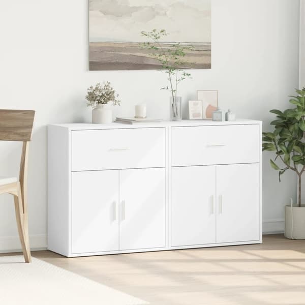 vidaXL skænke 2 stk. 60x31x70 cm konstrueret træ hvid