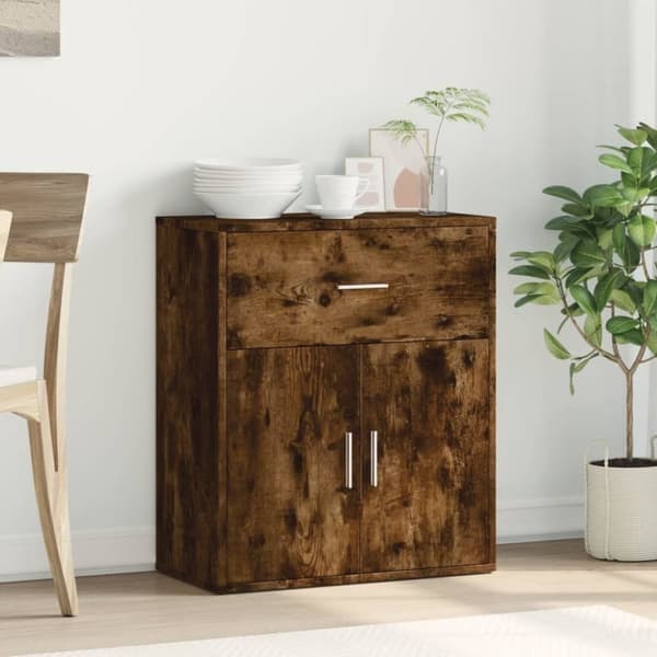 vidaXL skænk 60x31x70 cm konstrueret træ røget egetræsfarve
