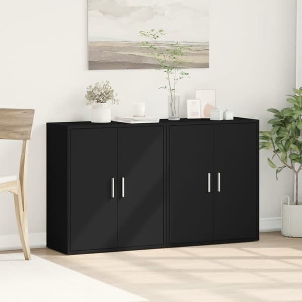 vidaXL Skänkar 2 st svart 60x31x70 cm konstruerat trä